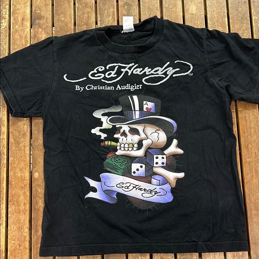 Ed Hardy Black Skull Graphic Tee